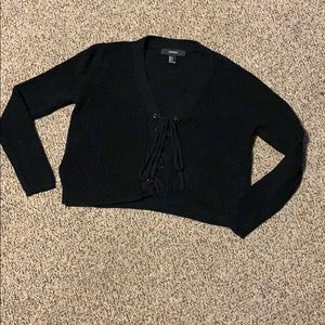 Forever 21 Black lace up sweater